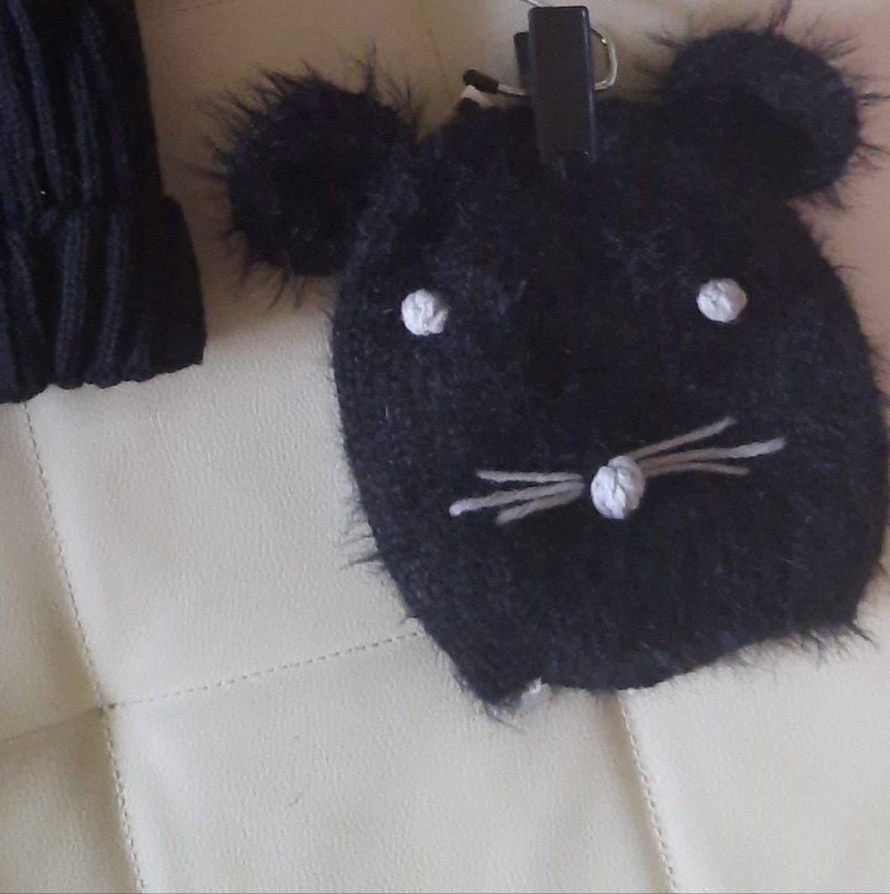 Black Knit Mouse Hat For Kids